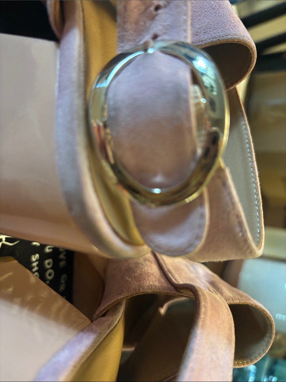John Fluevog Blush Pink Suede Platform Wedge Sandals - Picture 9 of 9